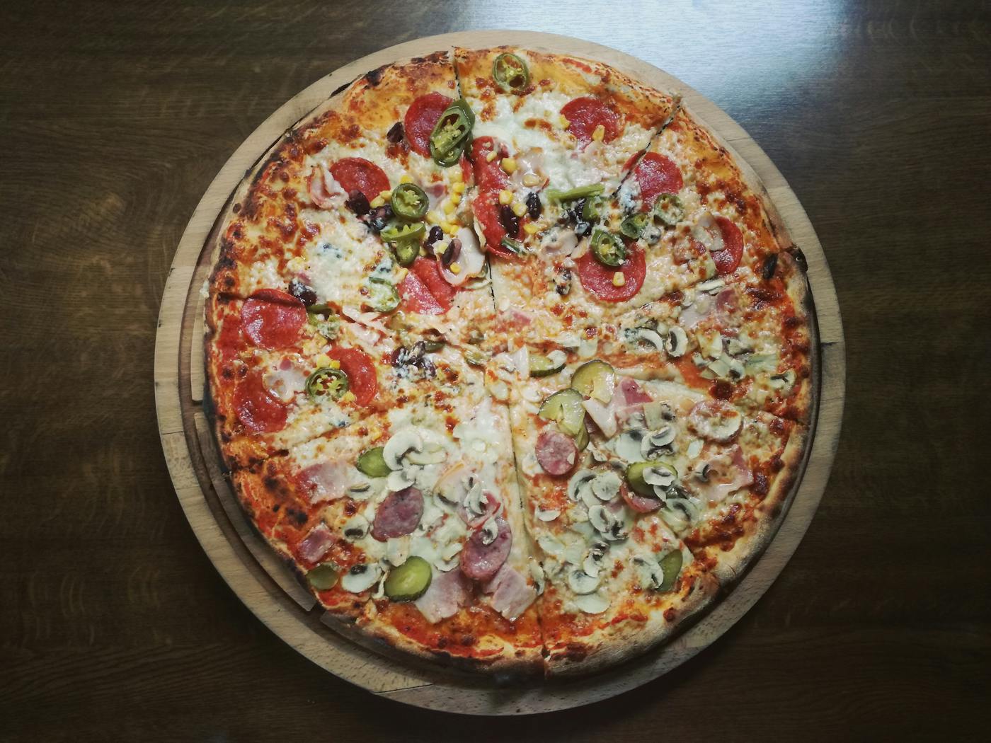Whole 14-inch pizza, baked in store